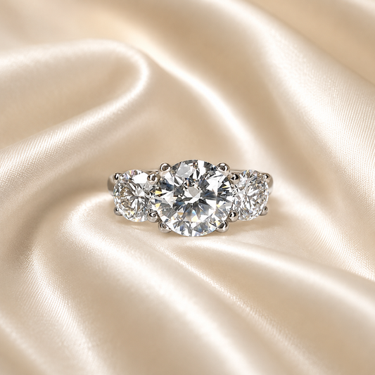 2.50 CTW Lab Grown Diamond Engagement Ring 14K Solid Gold, Three Stone Lab Created Diamond Wedding Ring, Simple Diamond Bridal Ring