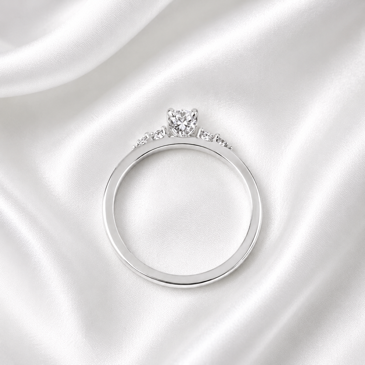 0.25CT Center Lab Grown Diamond Engagement Ring 14K Solid Gold, Five Stone Lab Created Diamond Wedding Ring Simple Diamond Bridal Ring #8849