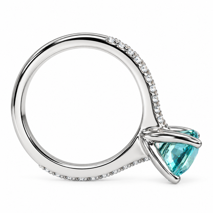 Round Neon Blue Paraiba Tourmaline Engagement Ring White Gold , Round Solitaire Paraiba Tourmaline Wedding Promise Ring Gift For Her  #6203