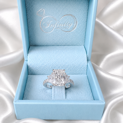 Lab Grown Diamond Engagement Ring 14K Solid Gold, Radiant Cut Three Stone Lab Diamond Wedding Ring, IGI Certified Diamond Ring for Her #8698