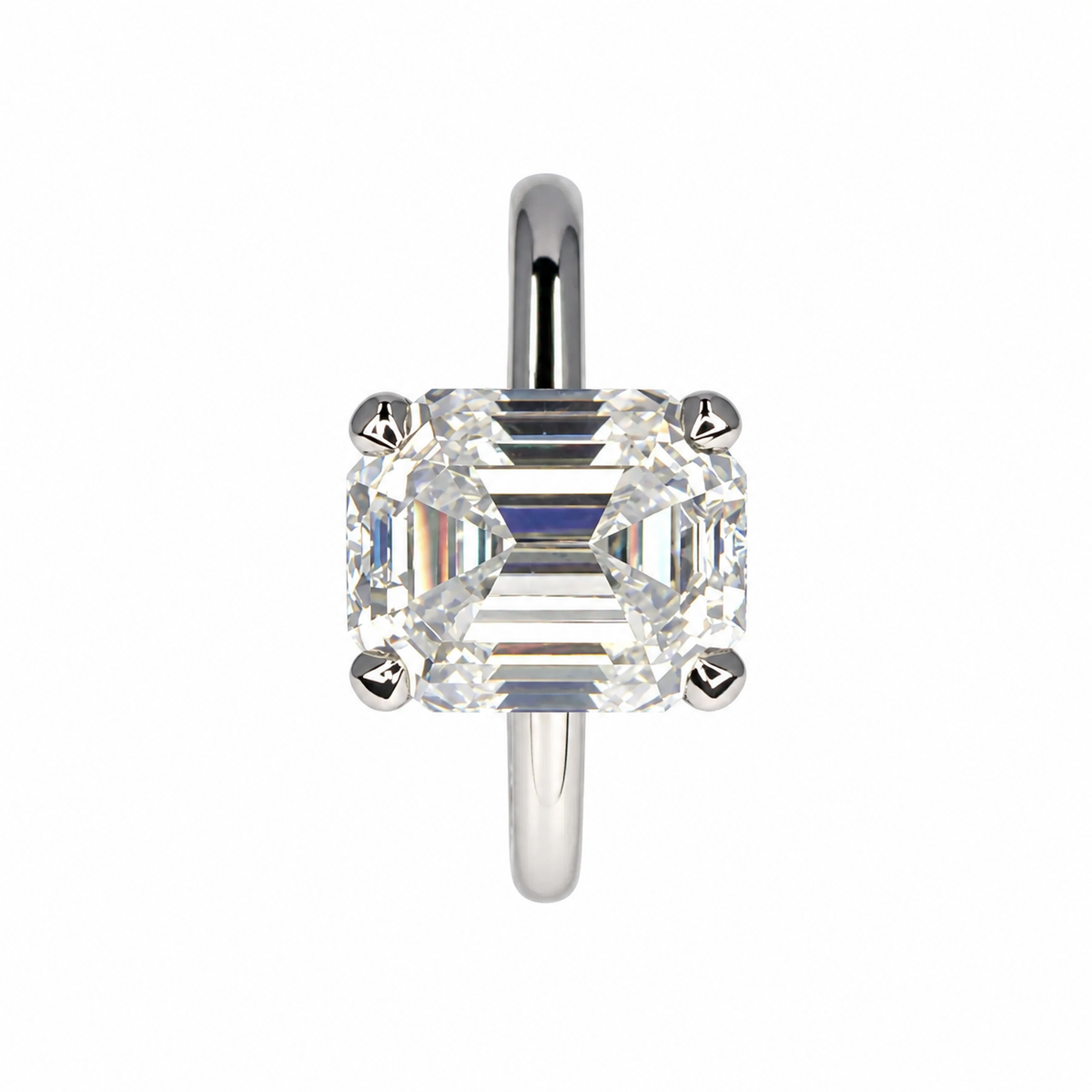Moissanite solitaire engagement ring 14k solid gold, Emerald cut moissanite wedding ring, emerald moissanite handmade ring for women, #8103