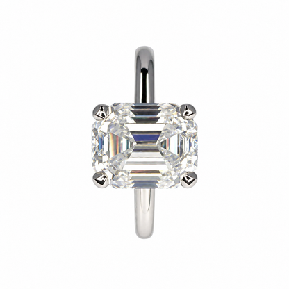 Moissanite solitaire engagement ring 14k solid gold, Emerald cut moissanite wedding ring, emerald moissanite handmade ring for women, #8103