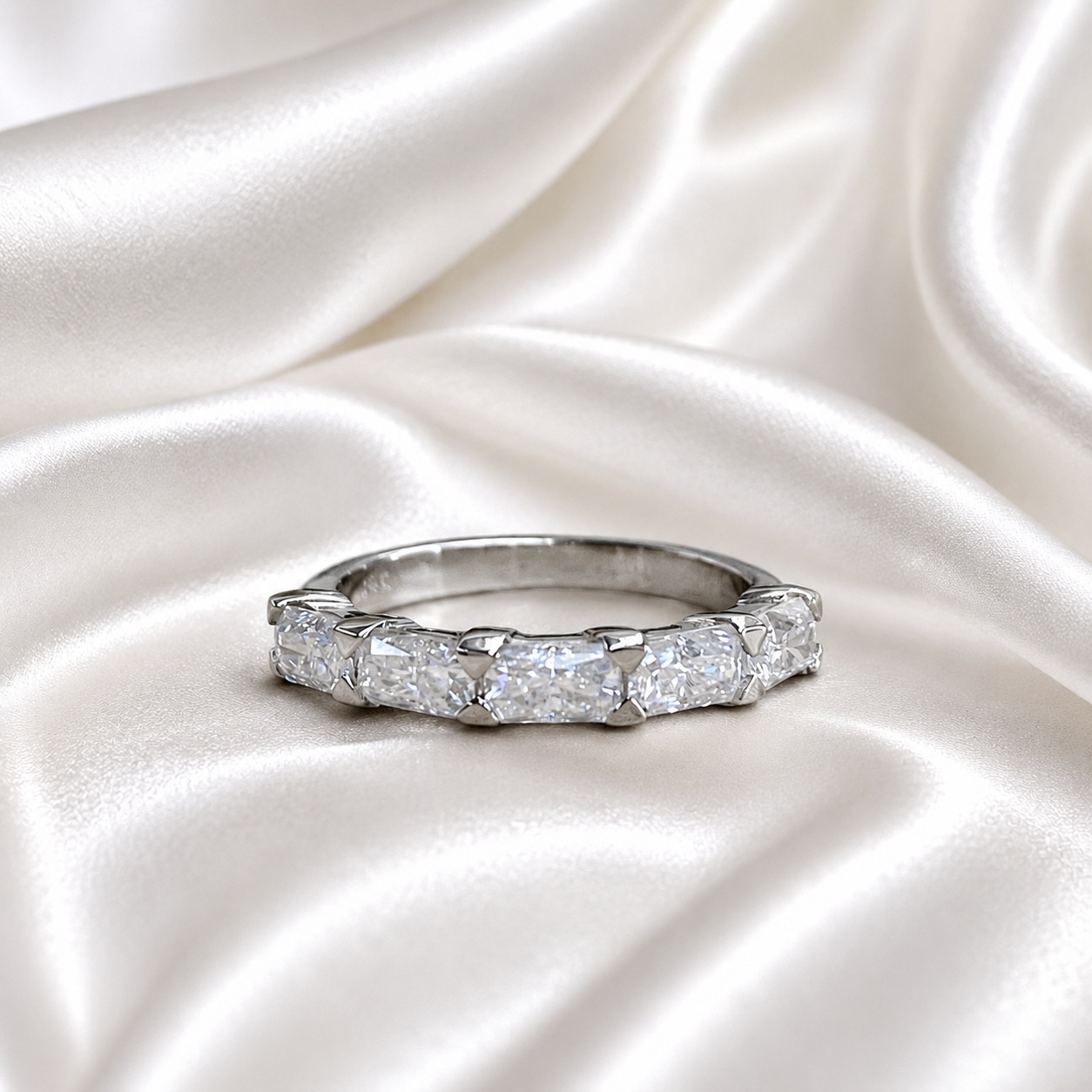 Lab grown diamond stacking wedding band, half eternity diamond matching wedding band solid gold, lab created diamond anniversary band