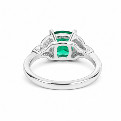 Cushion Cut Emerald Engagement Ring 14K Yellow Gold Green Emerald  Celtic Engagement Rings Moissanite Celtic Gold Wedding Promise Ring #7297