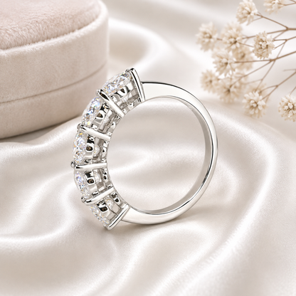 Lab grown diamond wedding band, Lab created diamond half eternity band 14k solid gold, 5 stone oval cut diamond ring, cvd diamond ring