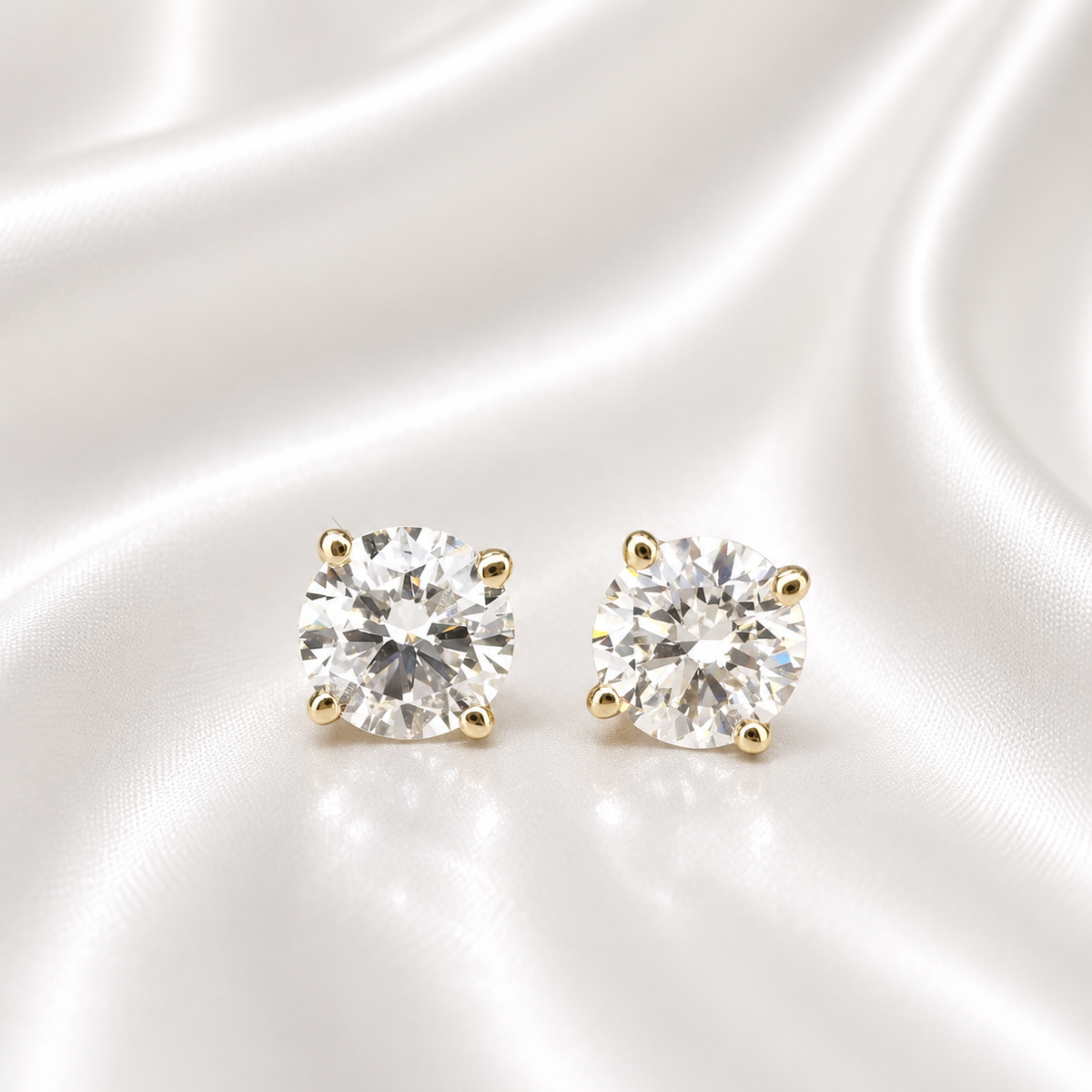 2.00ctw Lab grown diamond stud earrings 14k gold cvd diamond earrings, Lab created diamond studs, round diamond stud earrings unisex
