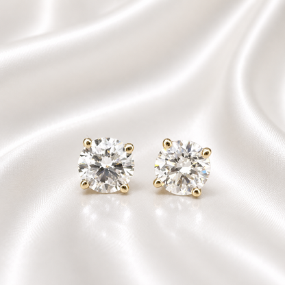 2.00ctw Lab grown diamond stud earrings 14k gold cvd diamond earrings, Lab created diamond studs, round diamond stud earrings unisex