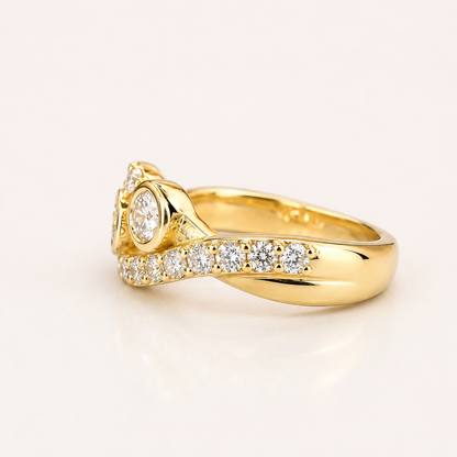 Lab Diamond Cluster Ring 14k Solid Gold , Three Stone Mothers Ring Infinity Design , Lab Grown Diamond Stacking Ring , Unique Diamond  #8603