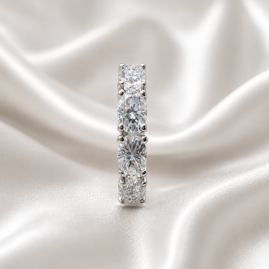 Lab grown diamond wedding band, Lab created diamond half eternity band 14k solid gold, 4 stone oval cut diamond ring, cvd diamond ring