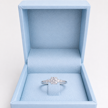 0.25CT Center Lab Grown Diamond Engagement Ring 14K Solid Gold, Five Stone Lab Created Diamond Wedding Ring Simple Diamond Bridal Ring #8849