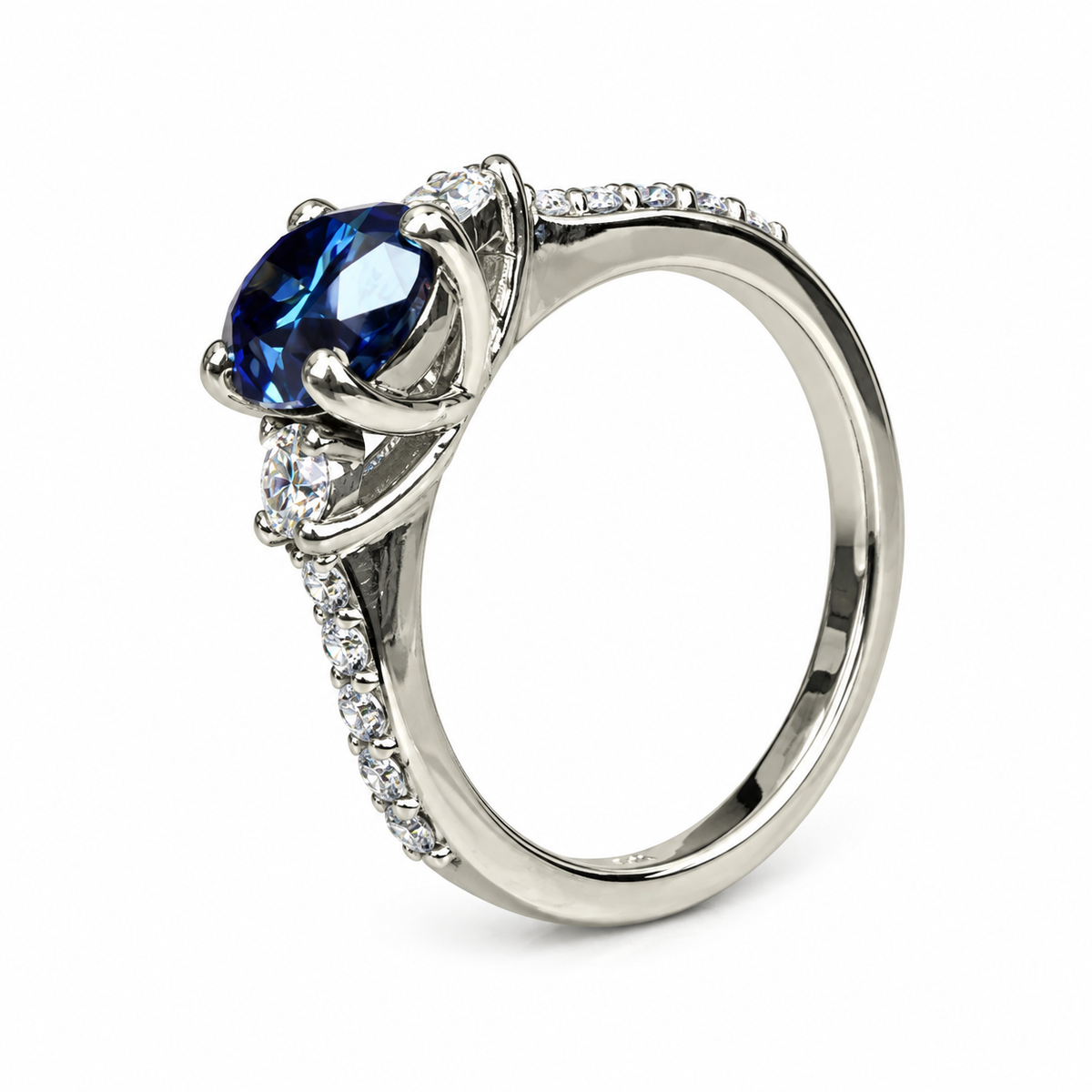Blue/Grey Moissanite Engagement Ring White Gold, Unique Blue Moissanite Wedding Ring Oval Cut Vintage Style Moissanite Engagement Ring