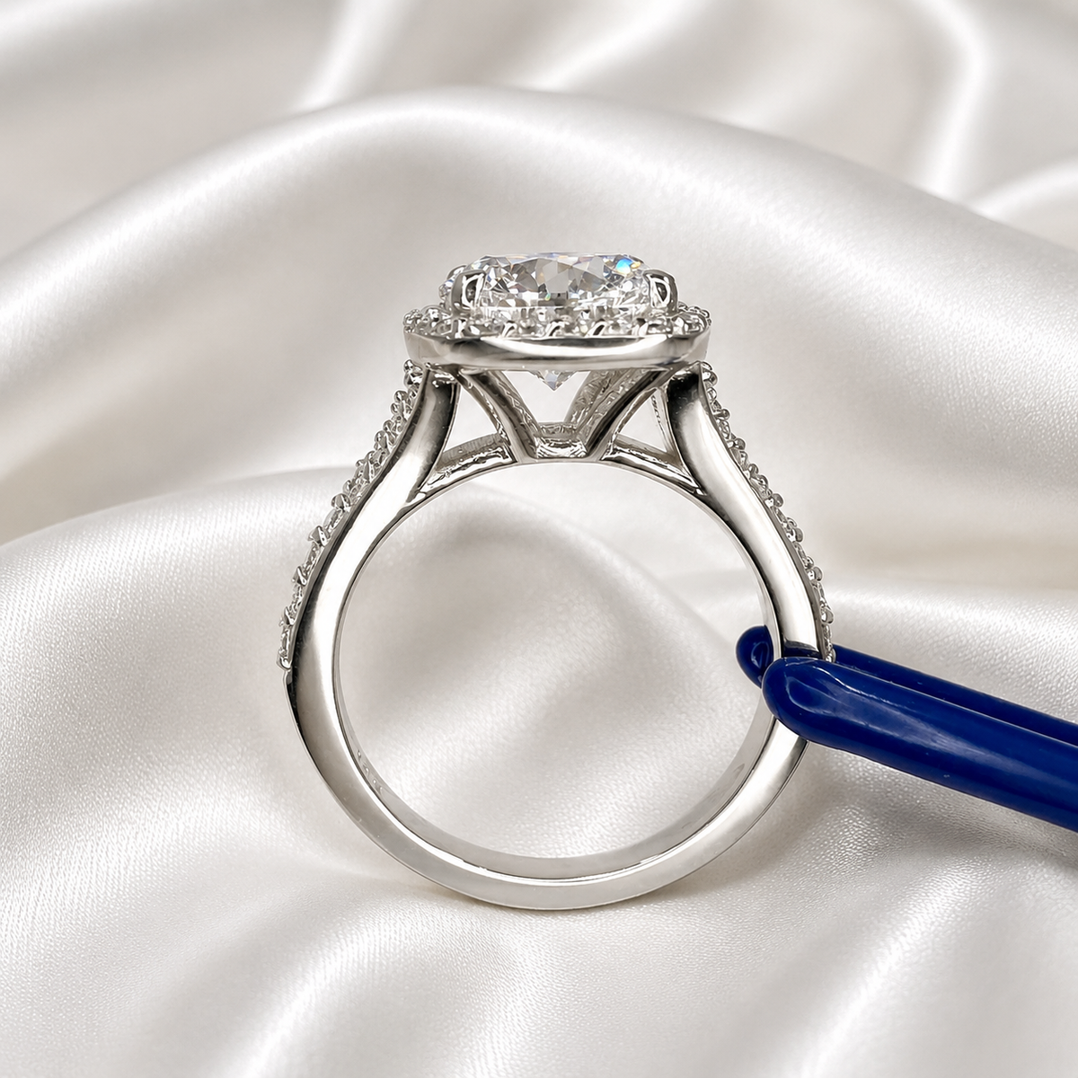 Round Cut Lab Grown Diamond Engagement Ring,  CVD Diamond Halo Engagement Ring, Lab Created Diamond Wedding Bridal Anniversary Ring