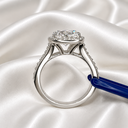 Round Cut Lab Grown Diamond Engagement Ring,  CVD Diamond Halo Engagement Ring, Lab Created Diamond Wedding Bridal Anniversary Ring