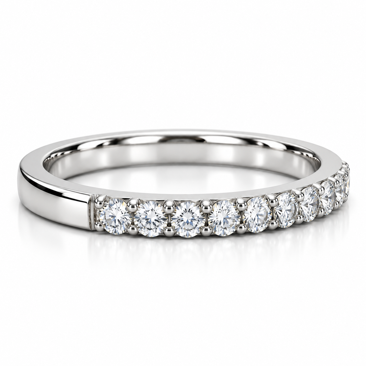 Moissanite Wedding Band,  Round Diamond Brilliant Cut Stone Band,  Anniversary Band  Set In 14K Gold#6584