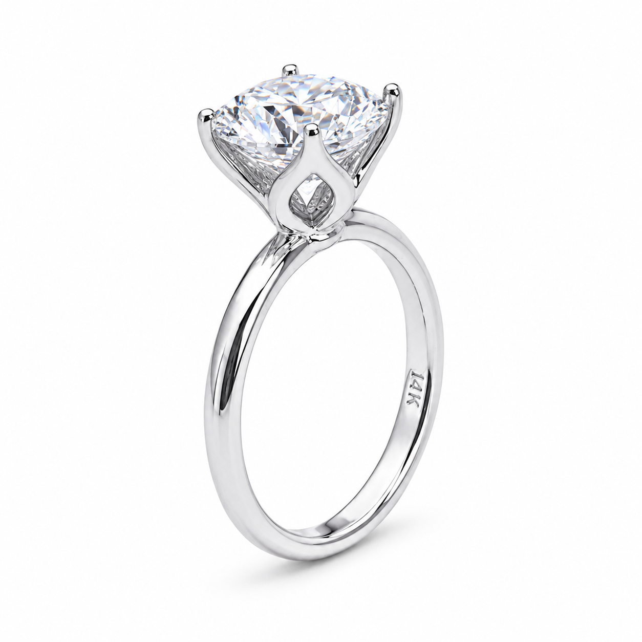 Mossiante Round Solitaire Engagement Ring, Round Brilliant Moissanite Wedding Ring, 14k White Gold Solitaire Moissanite Ring For Her   #6637