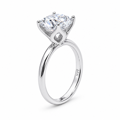 Mossiante Round Solitaire Engagement Ring, Round Brilliant Moissanite Wedding Ring, 14k White Gold Solitaire Moissanite Ring For Her   #6637