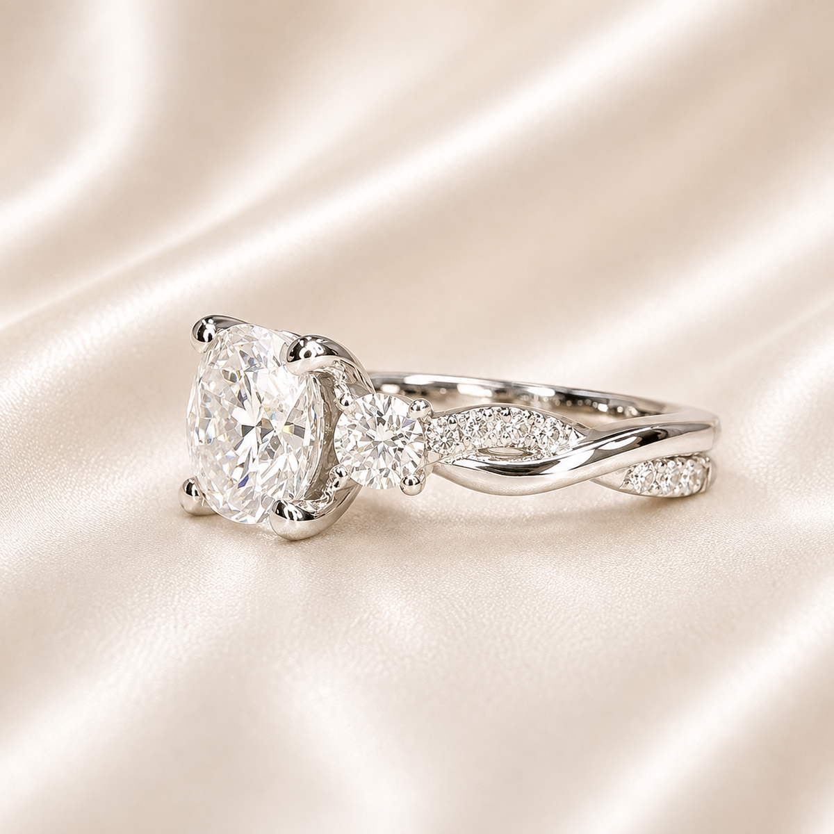 Lab Grown Diamond Wedding Ring, Certified Lab Diamond Ring, Classic Solitaire Gold Engagement Ring Cushion Diamond Wedding Ring
