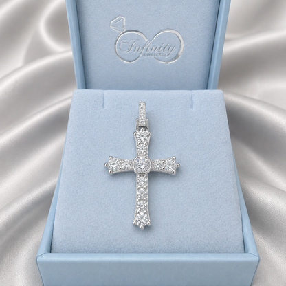 14K Gold Mens Diamond Cross Necklace,  Religious Jewelry 8746