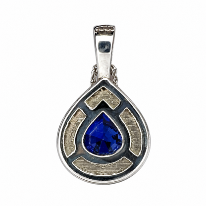 Teardrop Pendant Necklace 14K Solid Gold, Pear Shaped Olive Green Sapphire and Moissanite Pendant Necklace, Birthstone Gem Necklace,  #7917