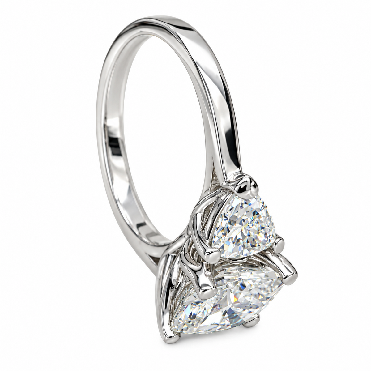 Moissanite Engagement ring White Gold Three Stone Cushion Cut Moissanite Engagement Ring For Women Unique Wedding Promise Anniversary #5237