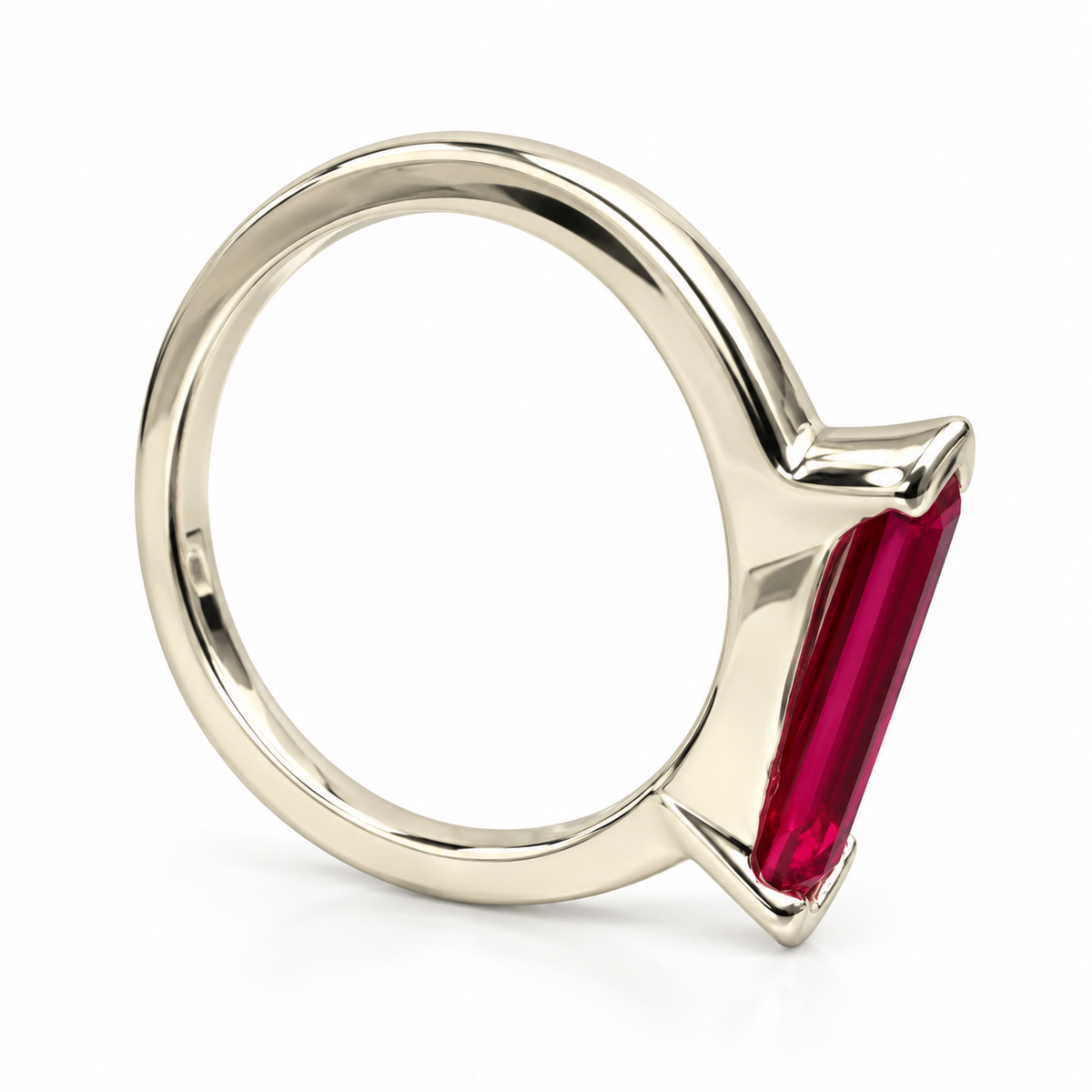 Elongated Kite Shape Ruby Ring Yellow Gold, Stacking Gold Minimalist Ring, Unique Ruby Ring Dainty, Promise Anniversary Mothers Ring  #7461
