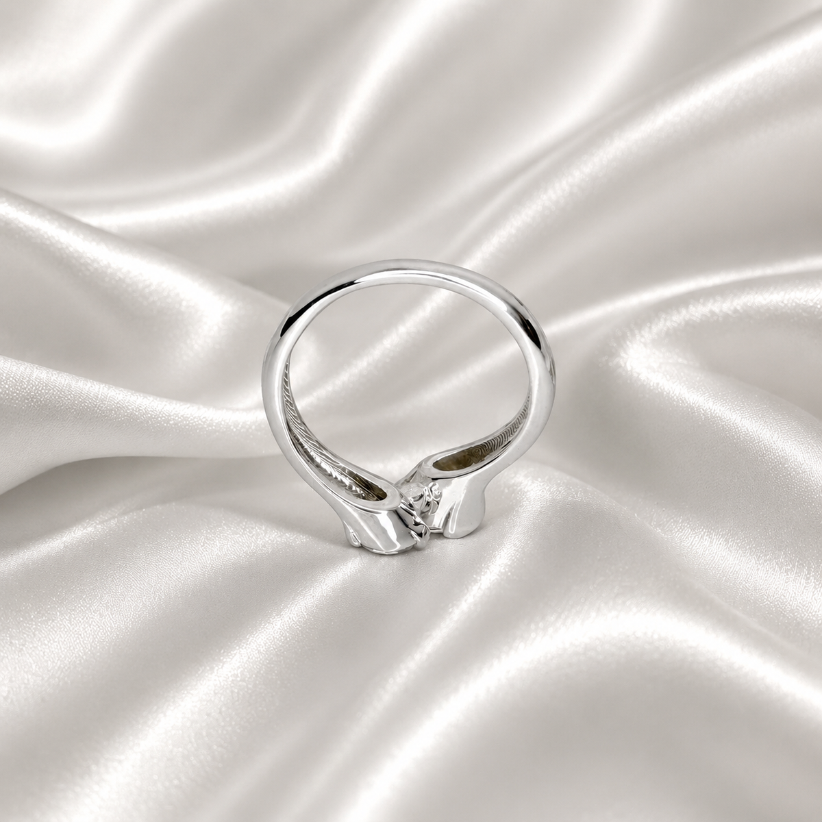 1.50 CTW Round Cut 2 Stone Lab Grown Diamond Ring 14k Solid Gold , Toi Et Moi Diamond Ring Gift For Mom , Twist Band Lab Diamond Ring #8349
