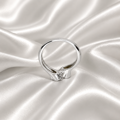 1.50 CTW Round Cut 2 Stone Lab Grown Diamond Ring 14k Solid Gold , Toi Et Moi Diamond Ring Gift For Mom , Twist Band Lab Diamond Ring #8349