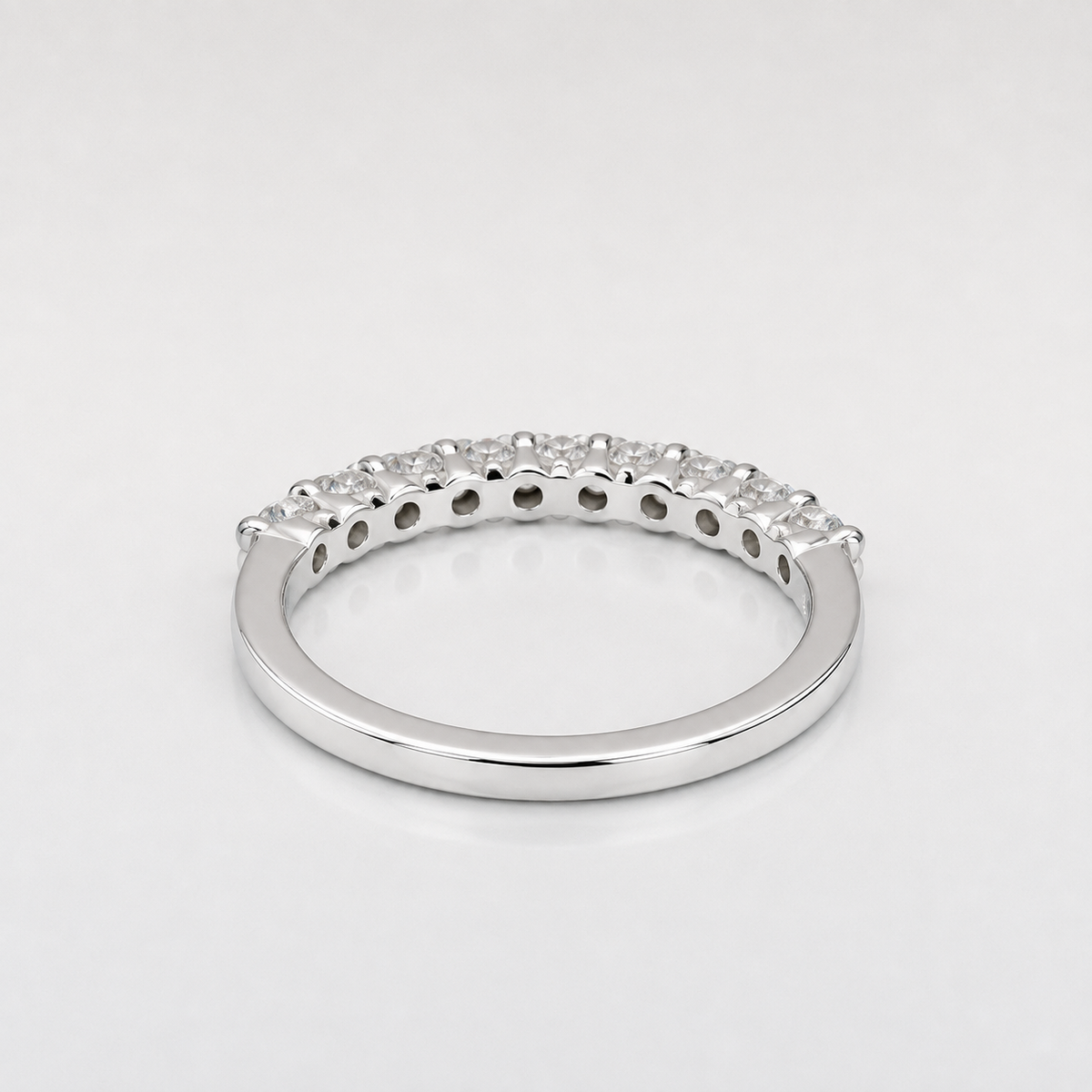 Moissanite Wedding Band White Gold Thin Moissanite Stacking Wedding Band For Women Half Eternity Moissanite Band Dainty Moissanit Ring #7368