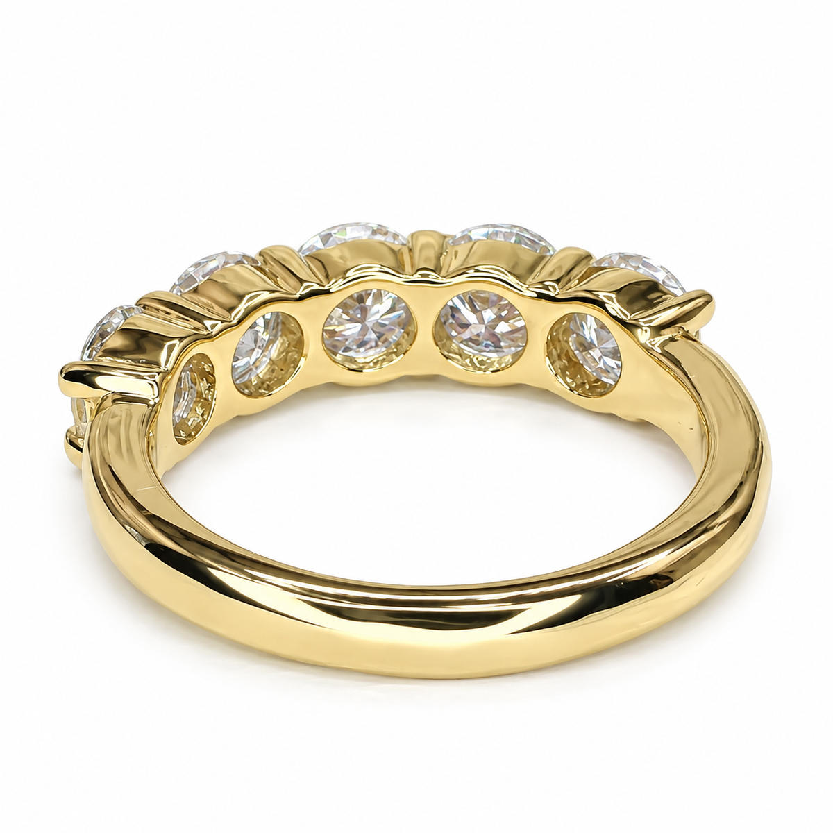 Round 5 Stone Moissanite band 14k white gold, Stacking moissanite wedding band Half eternity moissanite band ring gold matching bands  #7906