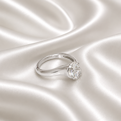 1.50 CTW Round Cut 2 Stone Lab Grown Diamond Ring 14k Solid Gold , Toi Et Moi Diamond Ring Gift For Mom , Twist Band Lab Diamond Ring #8349