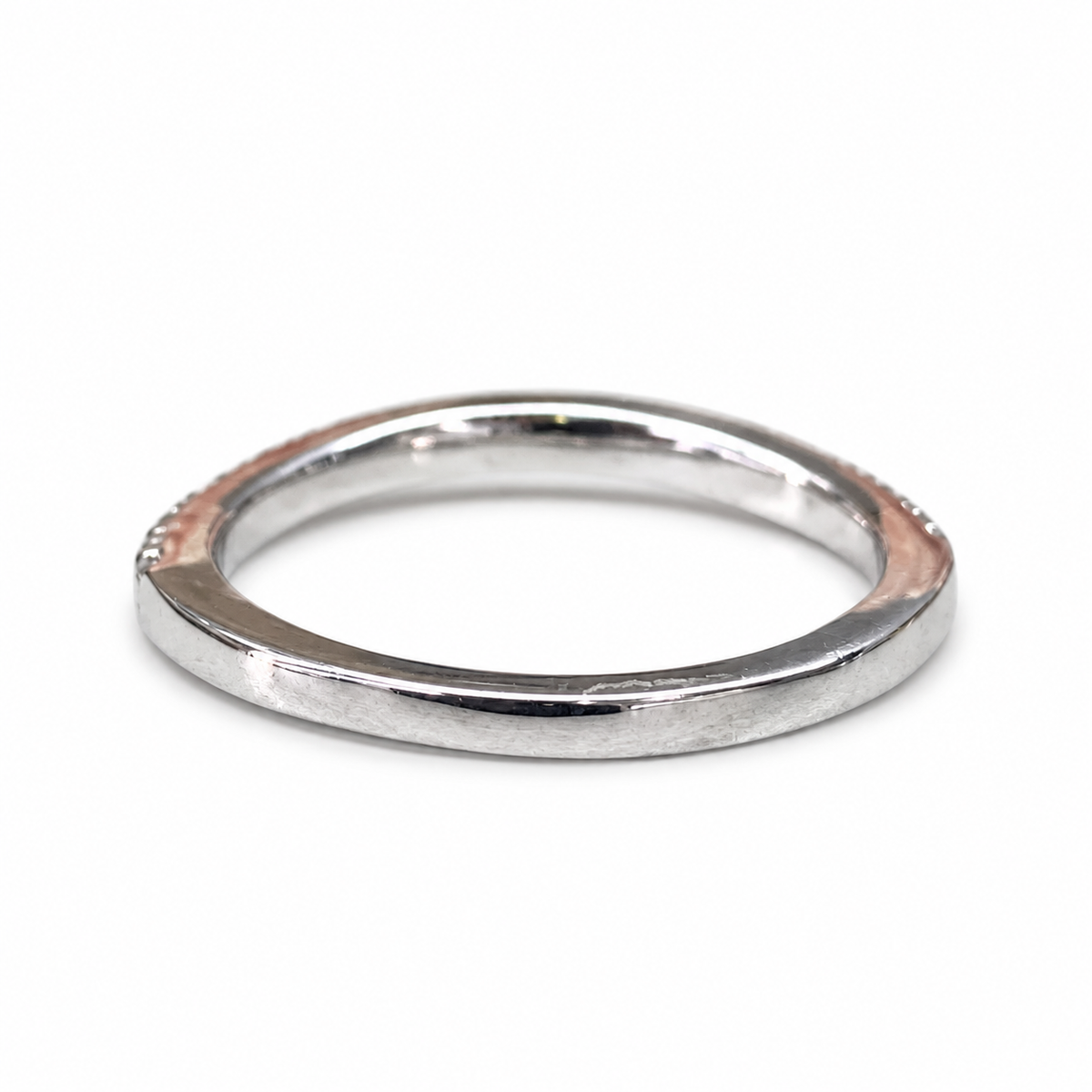 Diamond Curved Band, Stacking Curved Ring, Dainty Stacking Band, Delicate Moissanite Wedding Band, White Gold Engagement Ring,  #4982 #6495
