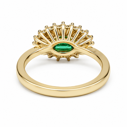 Evil Eye Ring Yellow Gold Marquis Cut Evil Eye Ring Women Unique Emerald East West Marquis Ring #7351