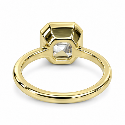 Certified Moissanite Ring, Asscher Cut Moissanite Engagement Ring, Bezel Set Solitaire Ring, Everyday Ring, 14k Gold Ladies Ring