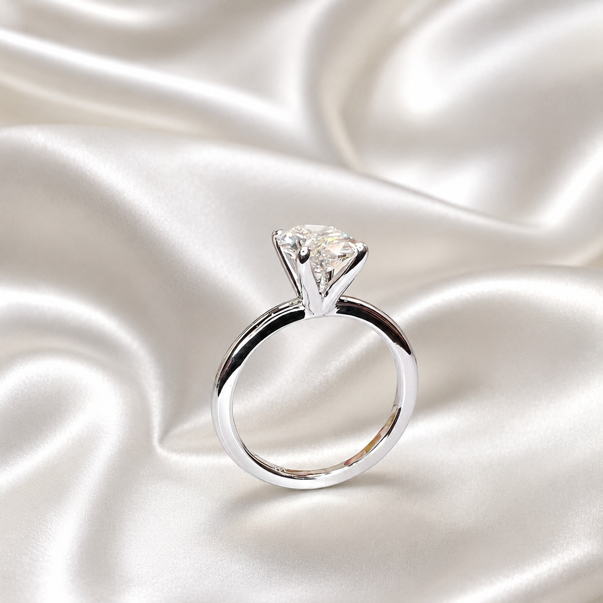 2 CT Oval Cut Lab Grown Diamond Engagement Ring in 14K Solid Gold, Lab Created Diamond Solitaire Wedding Ring, Simple Diamond Ring