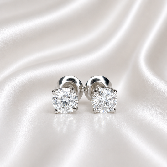 2.00ctw Lab grown diamond stud earrings 14k gold cvd diamond earrings, Lab created diamond studs, round diamond stud earrings unisex