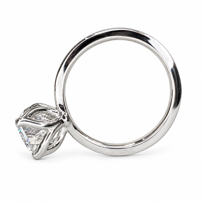 Elongated Cushion Cut Moissanite Solitaire Engagement Ring In  14k White Gold #6828
