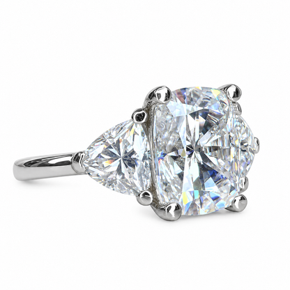 Cushion Cut Moissanite Engagement Ring White Gold Three Stone Moissanite Engagement Rings Women Unique Wedding Promise Anniversary Ring