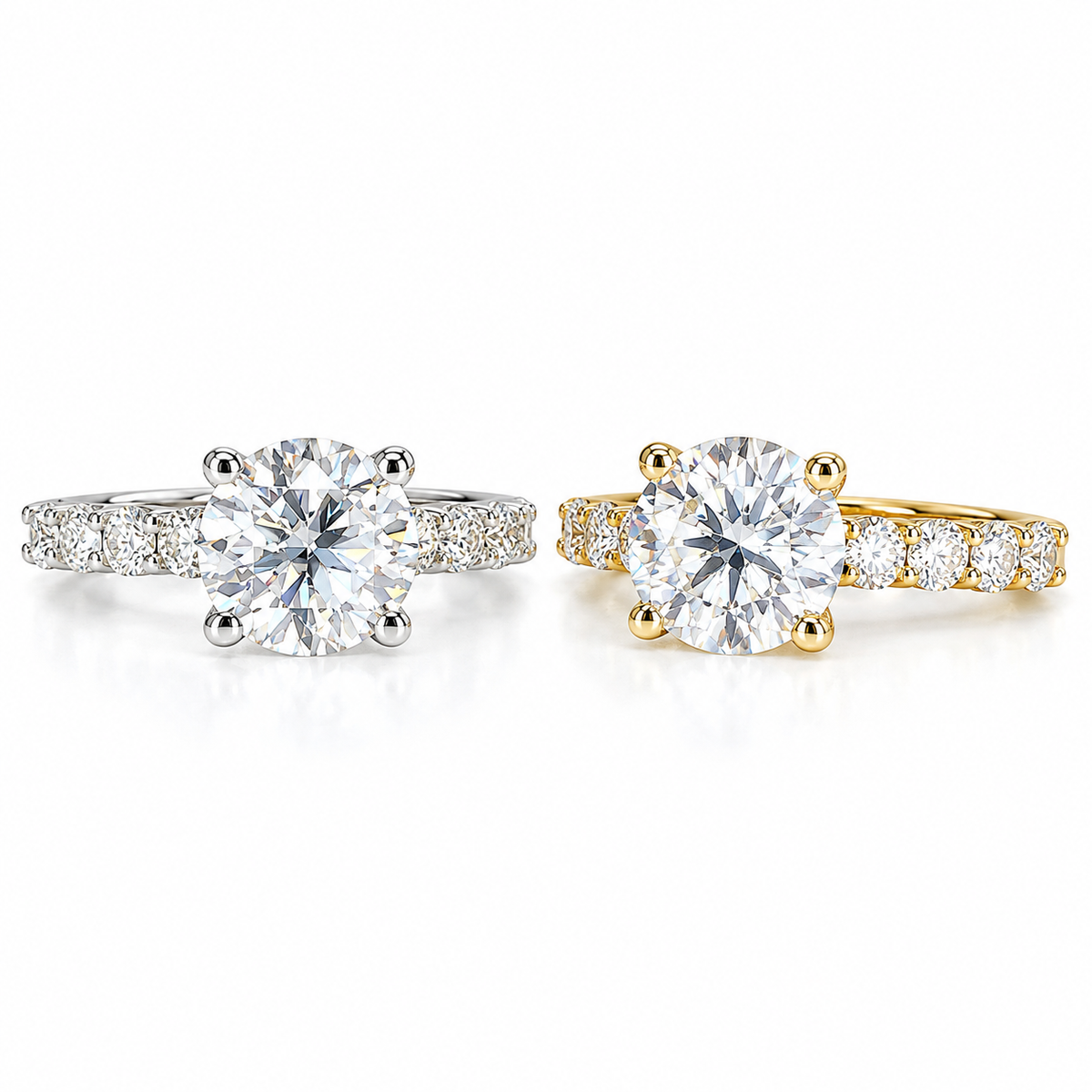 Round Cut Lab Grown Diamond Engagement Ring 14K Solid Gold , Lab Created Diamond Wedding Set For Women , IGI Certified Diamond Ring ,  #8459