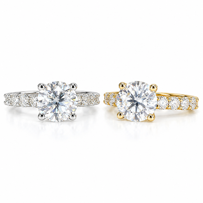 Round Cut Lab Grown Diamond Engagement Ring 14K Solid Gold , Lab Created Diamond Wedding Set For Women , IGI Certified Diamond Ring ,  #8459