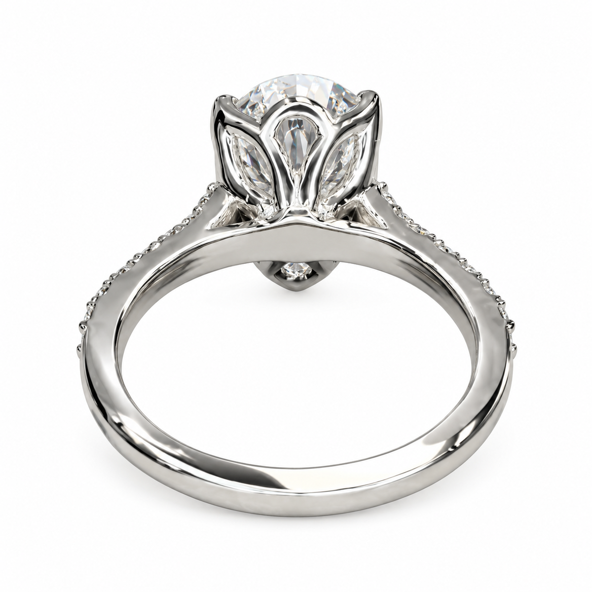 Pear Shaped Lab Grown Diamond Engagement Ring 14K Solid Gold , Teardrop Diamond Ladies Ring , IGI Certified Lab Created Diamond Ring #7100