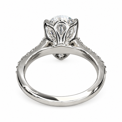 Pear Shaped Lab Grown Diamond Engagement Ring 14K Solid Gold , Teardrop Diamond Ladies Ring , IGI Certified Lab Created Diamond Ring #7100
