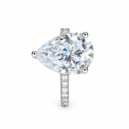 Pear Shaped Lab Grown Diamond Engagement Ring 14K Solid Gold , Teardrop Diamond Ladies Ring , IGI Certified Lab Created Diamond Ring #7100