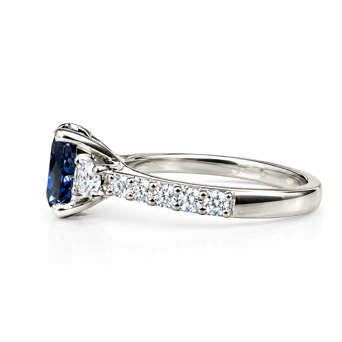 Blue/Grey Moissanite Engagement Ring White Gold, Unique Blue Moissanite Wedding Ring Oval Cut Vintage Style Moissanite Engagement Ring