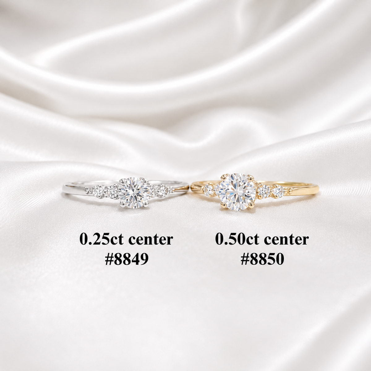 0.25CT Center Lab Grown Diamond Engagement Ring 14K Solid Gold, Five Stone Lab Created Diamond Wedding Ring Simple Diamond Bridal Ring #8849