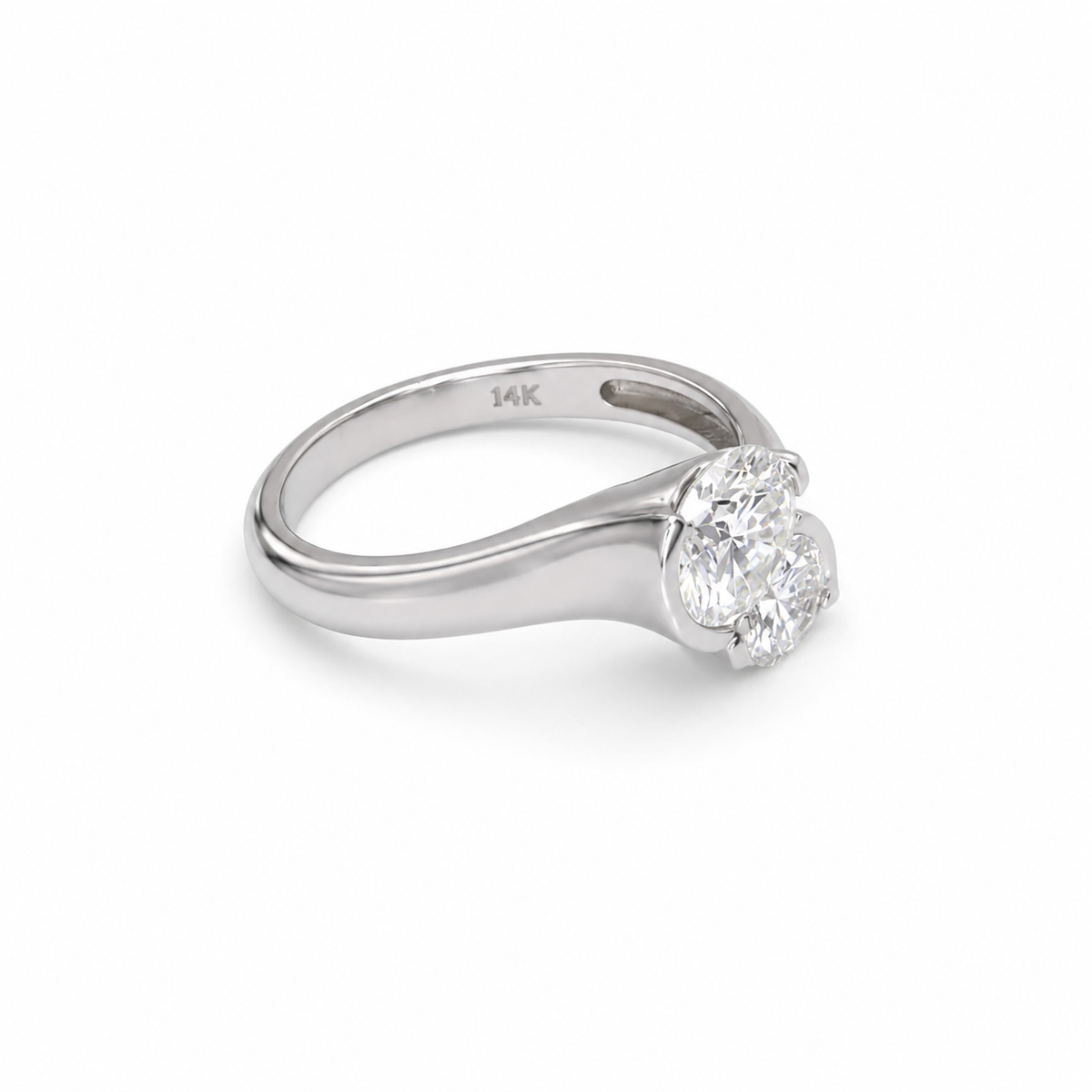 Round Moissanite 2 Stone Engagement Ring,  14k Gold Moissanite Mother's Ring, Forever Us Two Stone Moissanite Wedding Ring For Ladies #7144