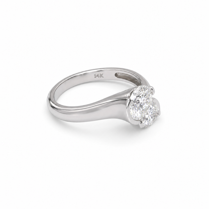 Round Moissanite 2 Stone Engagement Ring,  14k Gold Moissanite Mother's Ring, Forever Us Two Stone Moissanite Wedding Ring For Ladies #7144