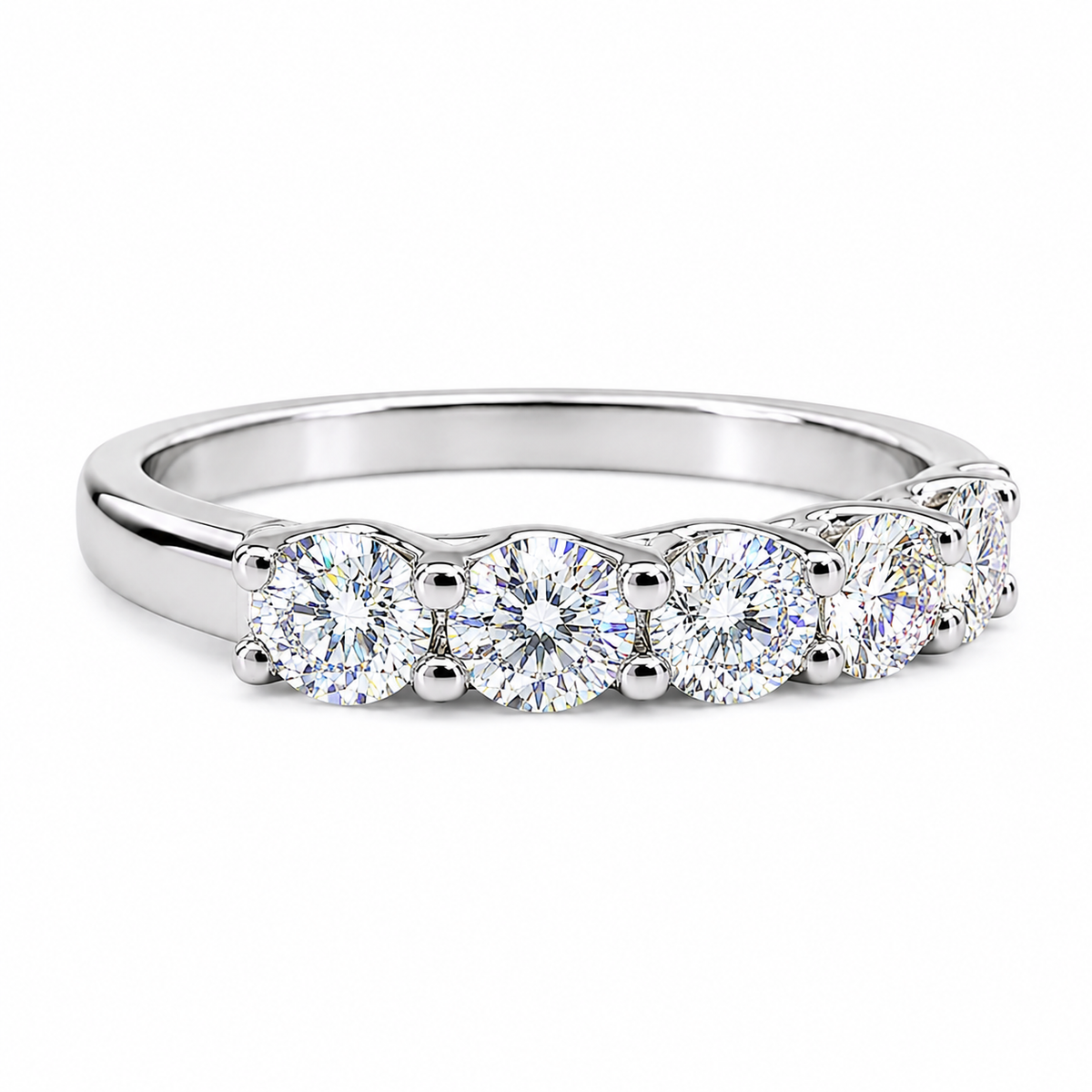 Moissanite wedding band / round  stone  anniversary band /  criss cross setting in 14k gold 6555
