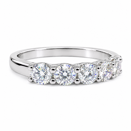 Moissanite wedding band / round  stone  anniversary band /  criss cross setting in 14k gold 6555