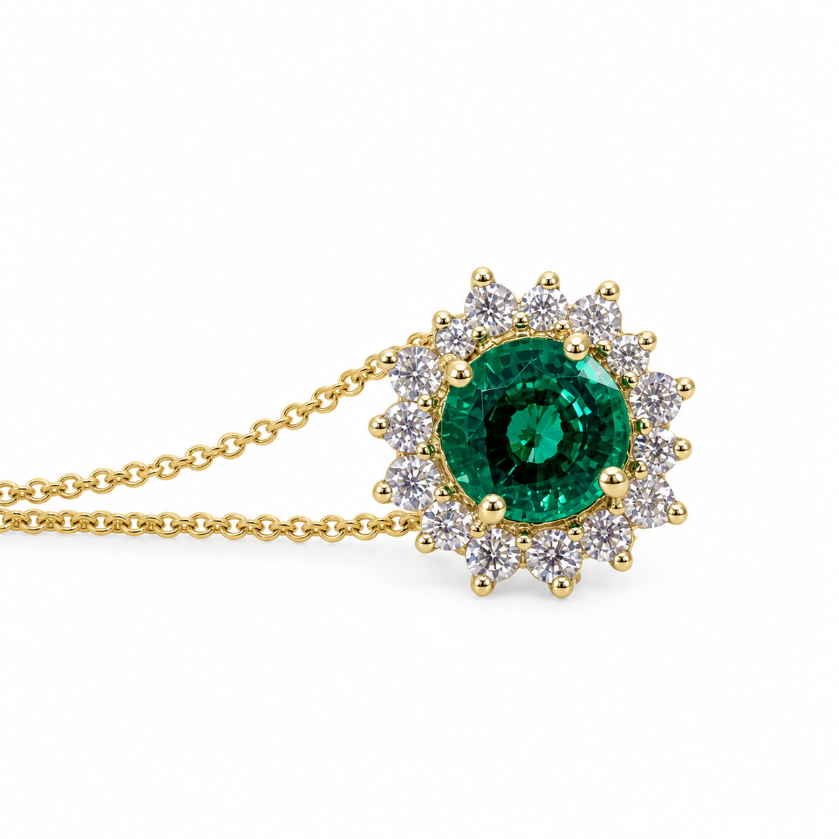 Emerald Pendant Necklace, May Birthstone Necklace, Moissanite Necklace, Emerald Necklace For Women, Gold Dainty Necklace, 14k Gold,  #6714