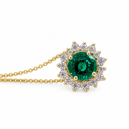 Emerald Pendant Necklace, May Birthstone Necklace, Moissanite Necklace, Emerald Necklace For Women, Gold Dainty Necklace, 14k Gold,  #6714